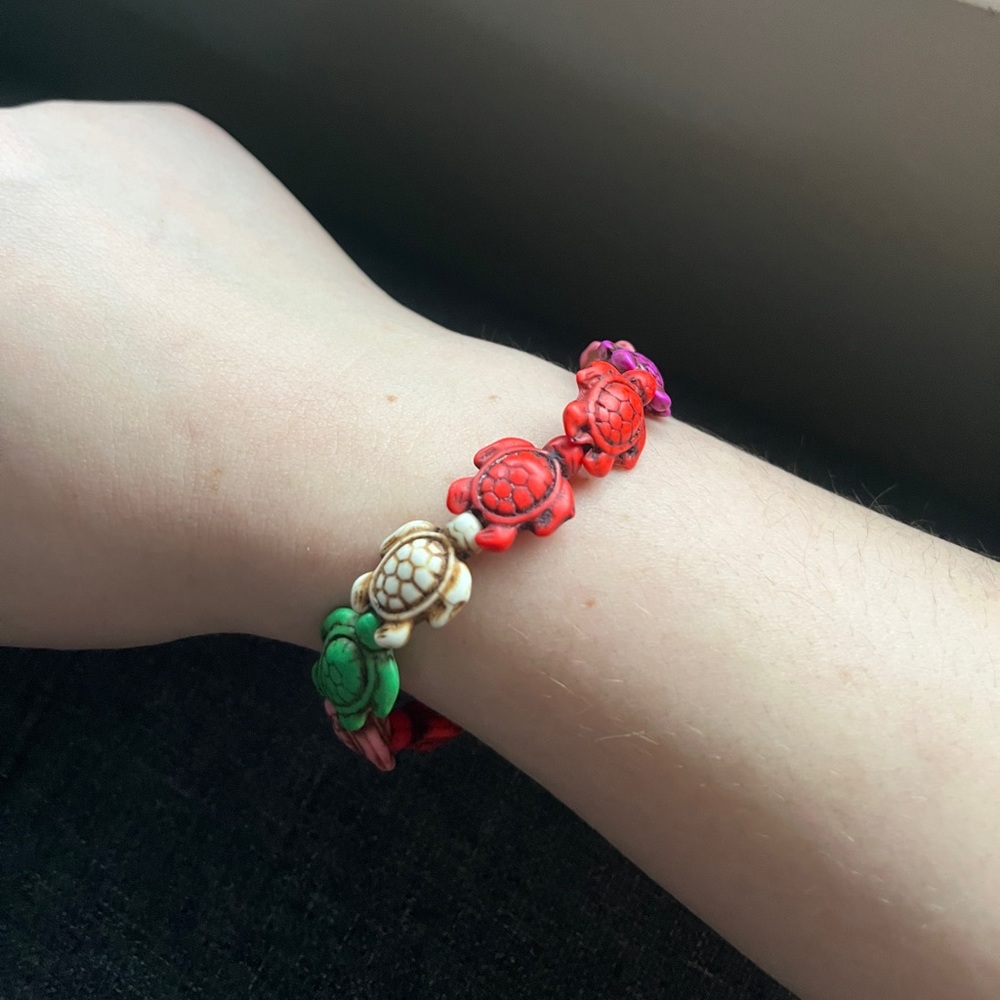 Multicolored clay turtle bracelet